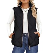 YUCOLEN Women's Winter Quilted Vest Zip Up Puffer Vest Stand